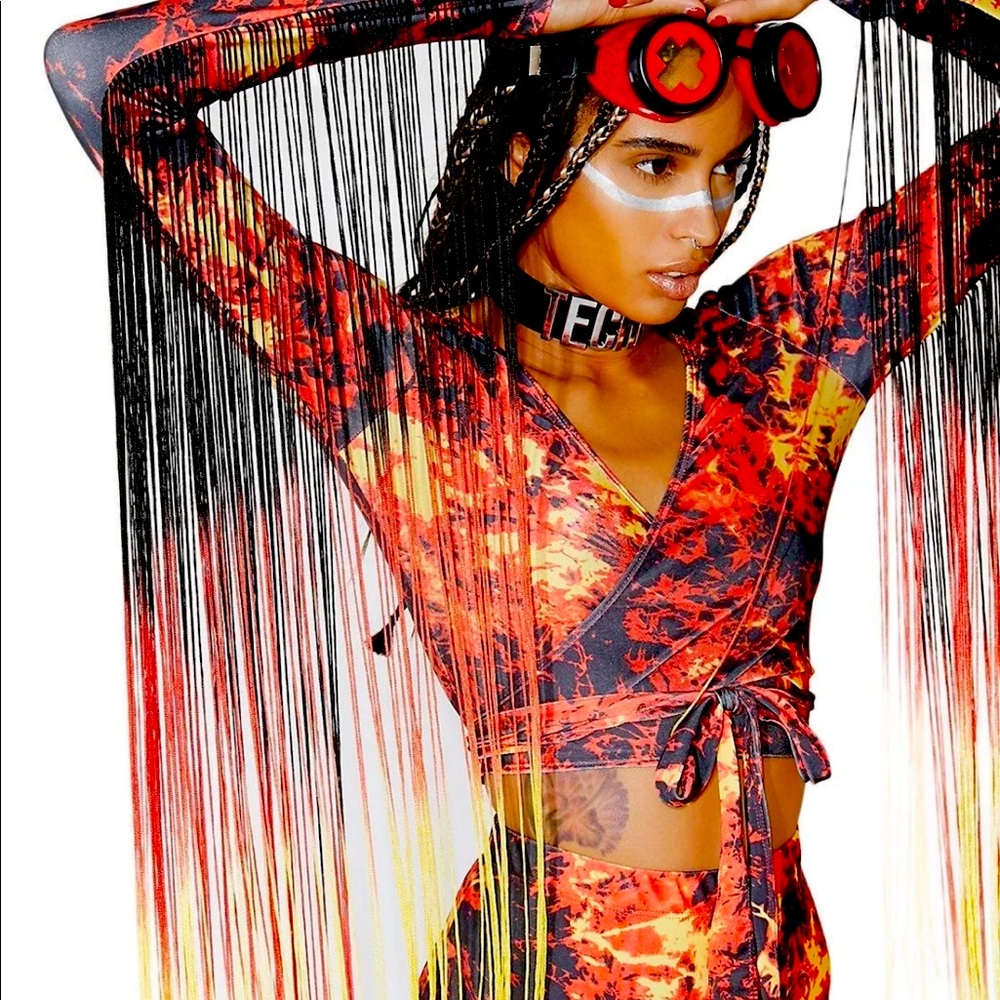 Dolls Kills Flame Fringe Top